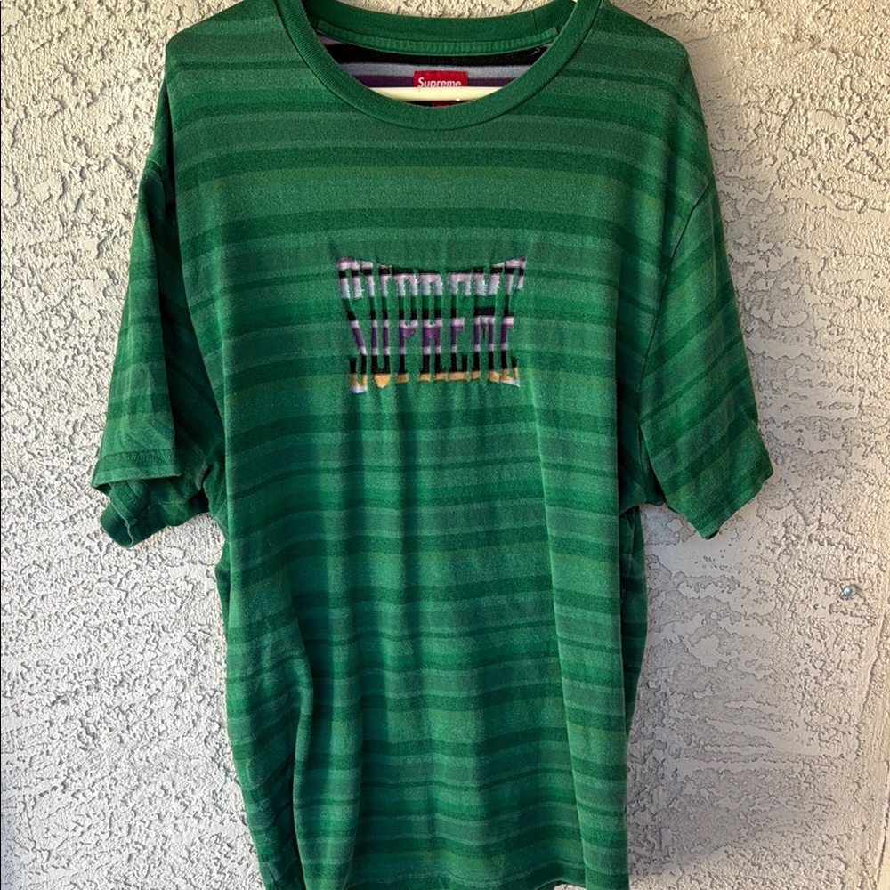 Supreme Green Inverted Stripe Tee